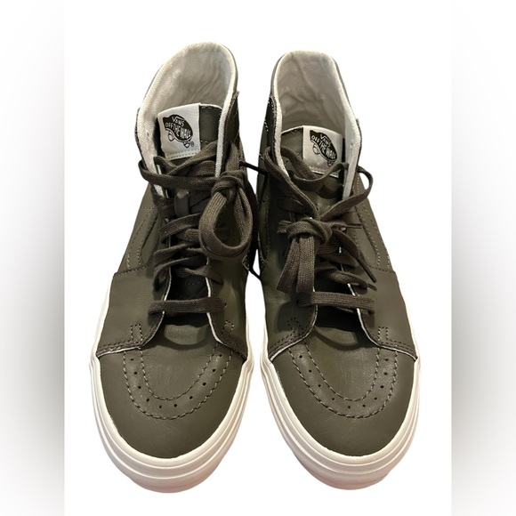 VANS Sk8-Hi Tapered Men’s sz 7 Soft Leather Green/True White Worn Once EUC - Picture 2 of 6